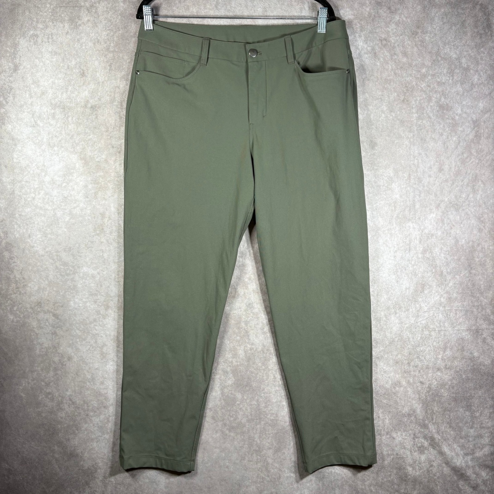Lululemon Abc Classic Fit 5 Pocket Pants Mens 33 Green Warpstreme Stretch Casual